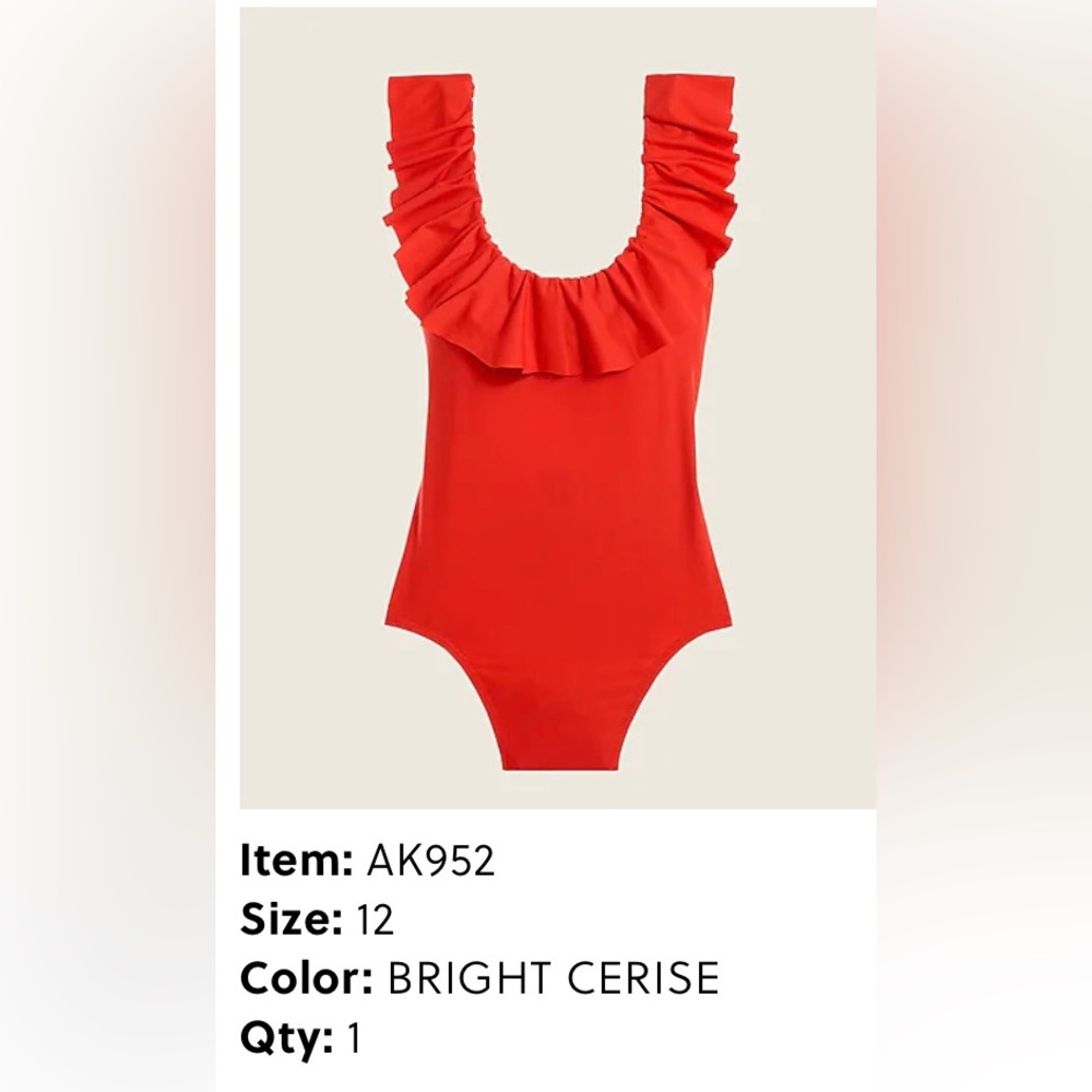 NTW Jcrew Women’s Ruffle scoopback one-piece swimsuit; perfect condition